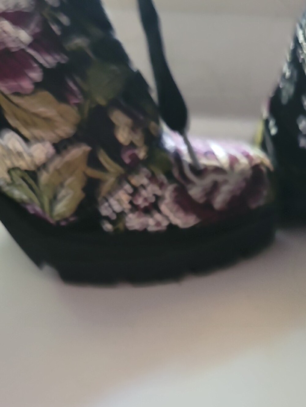 Steve Madden Black Lace-Up Ankle Boots Floral Embroidery BROCADE SIZE9 NEW - Picture 10 of 12